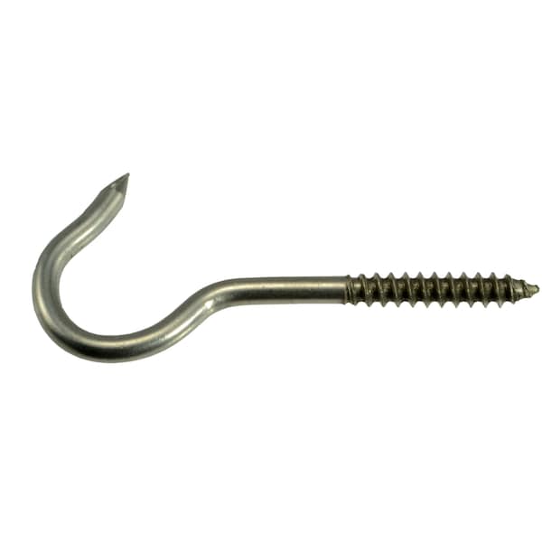 Midwest Fastener #12 x 3/16" x 53/64" x 3-3/8" 18-8 Stainless Steel Screw Hooks 6PK 32625 - main